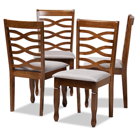 Baxton Studio Elijah Grey Upholstered and Walnut Wood 4-Piece Dining Chair Set 167-9883